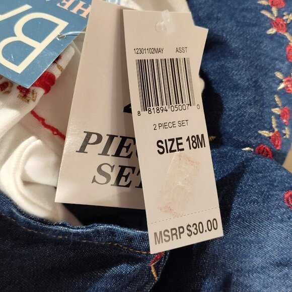 Baby Headquarters YK 2 Piece Set 18 Months Denim Dress & Snap Bottom Top NWT - Picture 14 of 14